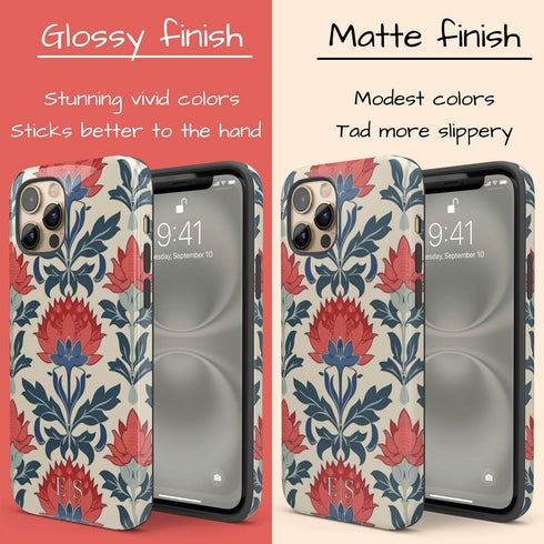 Custom Initials Boho Indian Jaipur Block Print iPhone Case